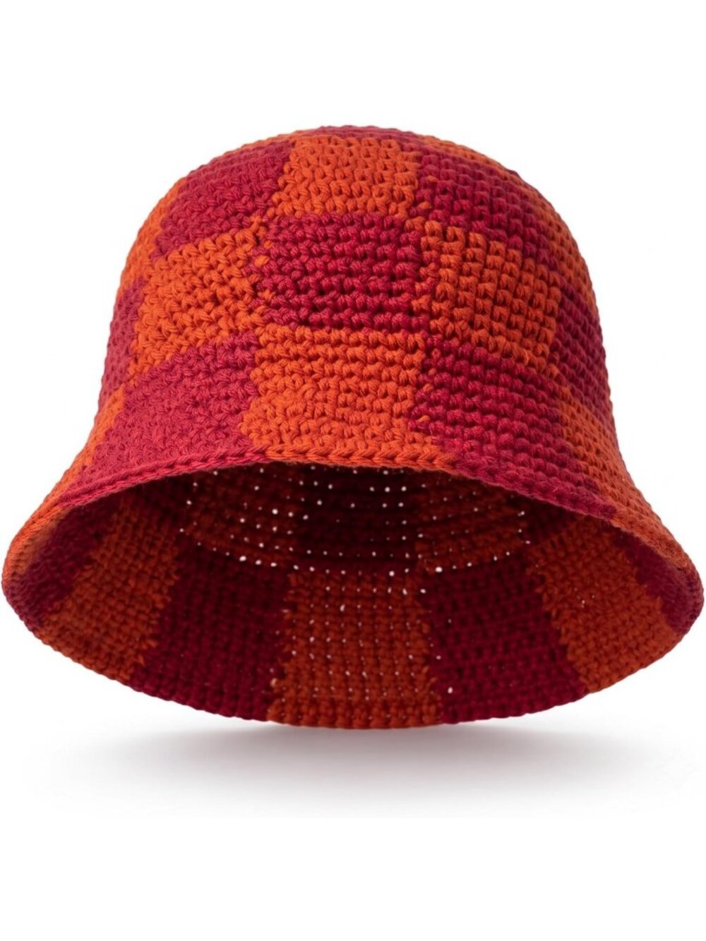 Handmade Cotton Checkered Crochet Bucket Hat for Spring/Summer Unisex Style